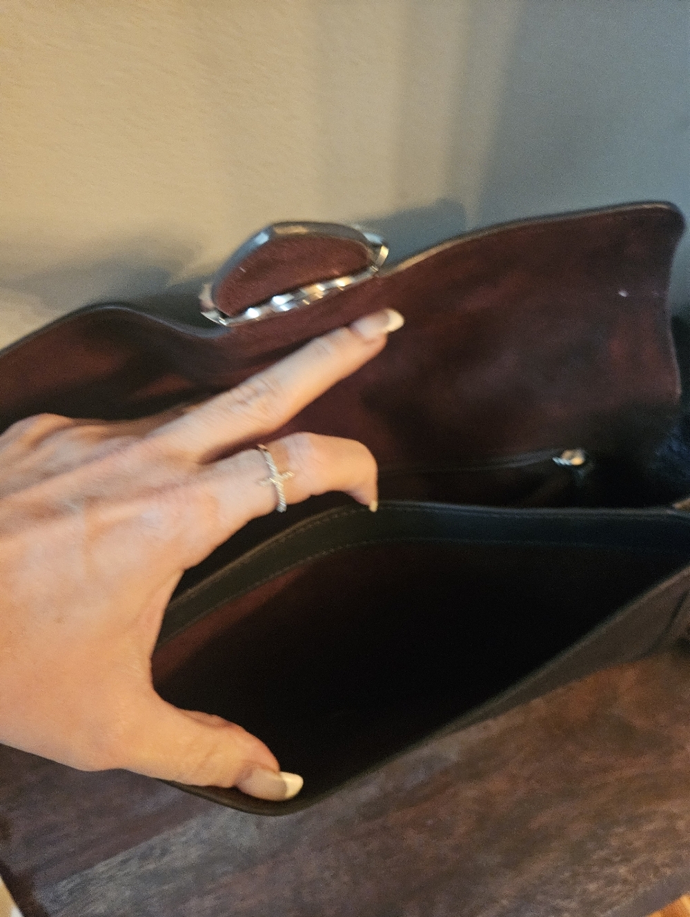 Coach Georgie Snake Embossed Leather Suede Bag - Picture 7 of 13